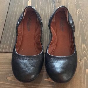 Lucky Brand Black Leather Ballet  Flats Sz 8.5